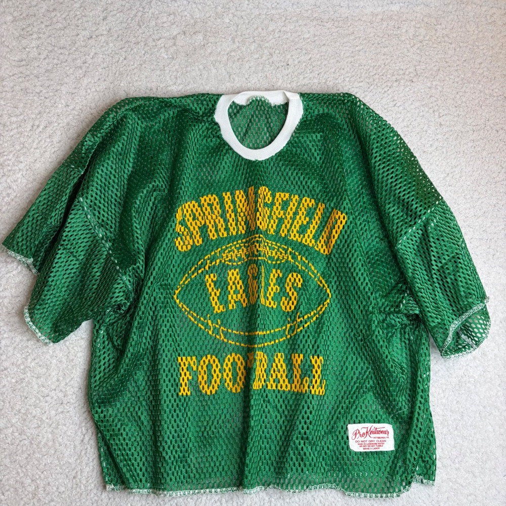 70s Vintage ProKnitwear Football Jersey Green boxy Mesh XL-L Mens